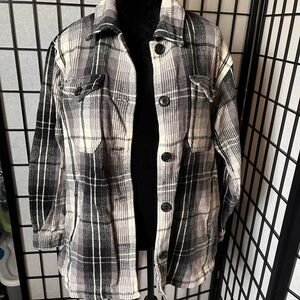 Lucky Brand Black and White Shirt Jacket
